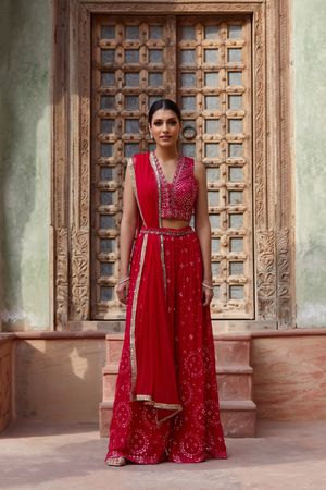 Georgette Engagement Sharara with Prices Latest Designer Collection